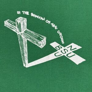 Vtg 70s Gulf Coast Sportswear Jesus Shirt M Green‎ Jersey T-shirt Single Stitch